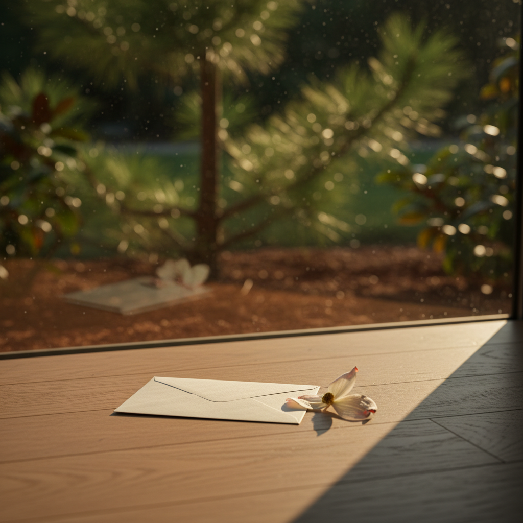 Official envelope on hardwood floor in new Cobb County home, symbolizing Georgia property tax documents for Kennesaw real estate buyers.